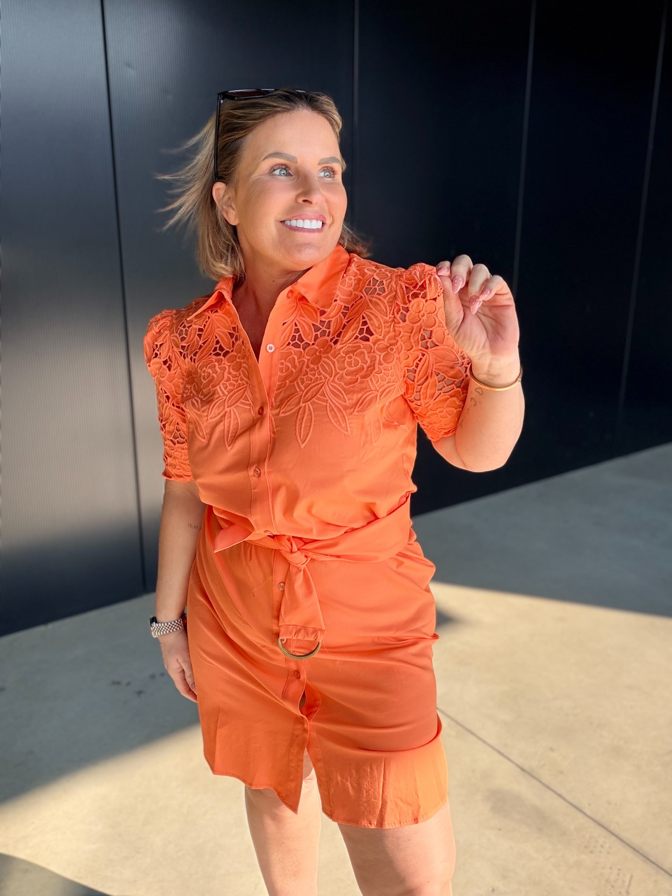 KD BRODERIE DRESS ORANGE