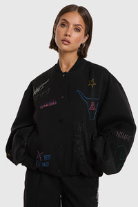ALIX WOVEN ARTWORK BOMBER