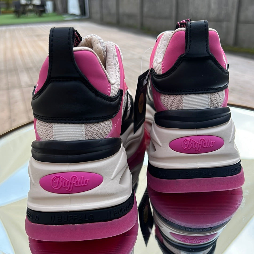 Buffalo Triplet m Sneaker - Cream -Black-Hot Pink