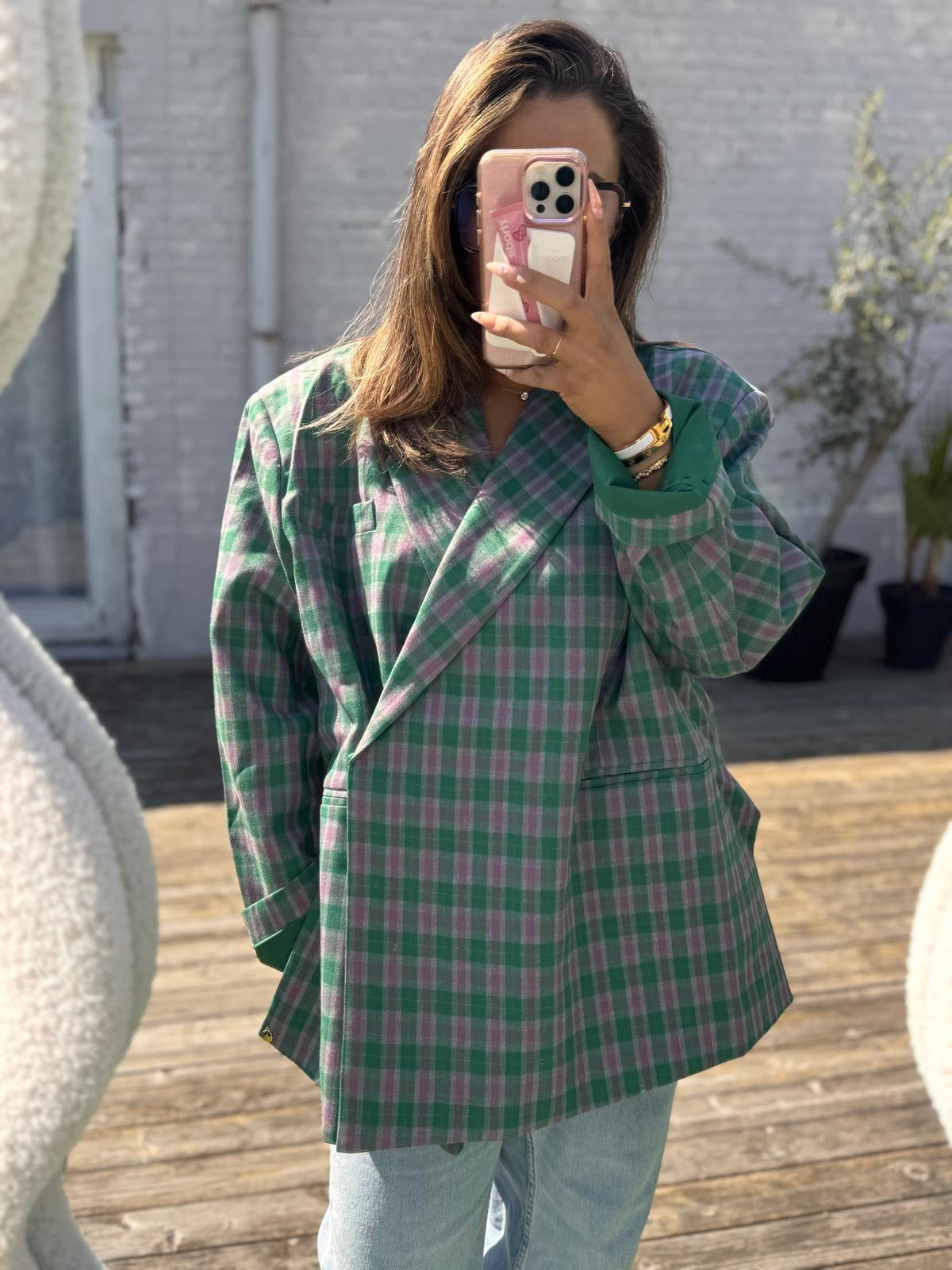 LOU BLAZER - GREEN PINK
