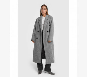 Alix the label Long Wool Coat -Grey Melange