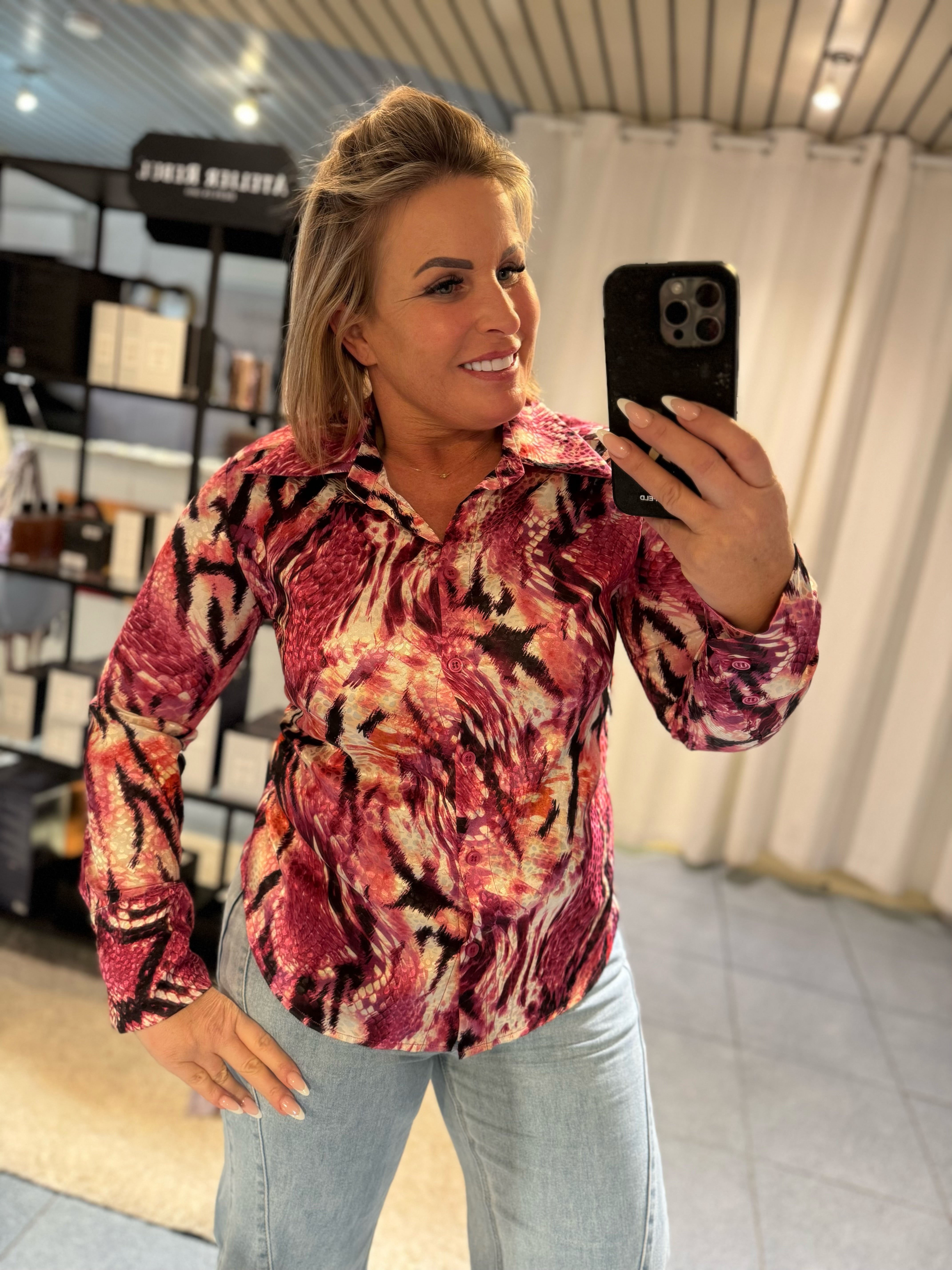 Snake Blouse - Fushia