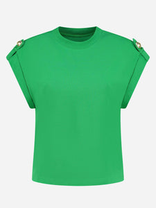 Nikkie Epaulette T-shirt -Fem Green