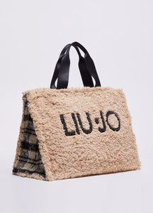 Liu jo Fake Fur Shopping Bag - Check Black