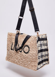 Liu jo Fake Fur Shopping Bag - Check Black