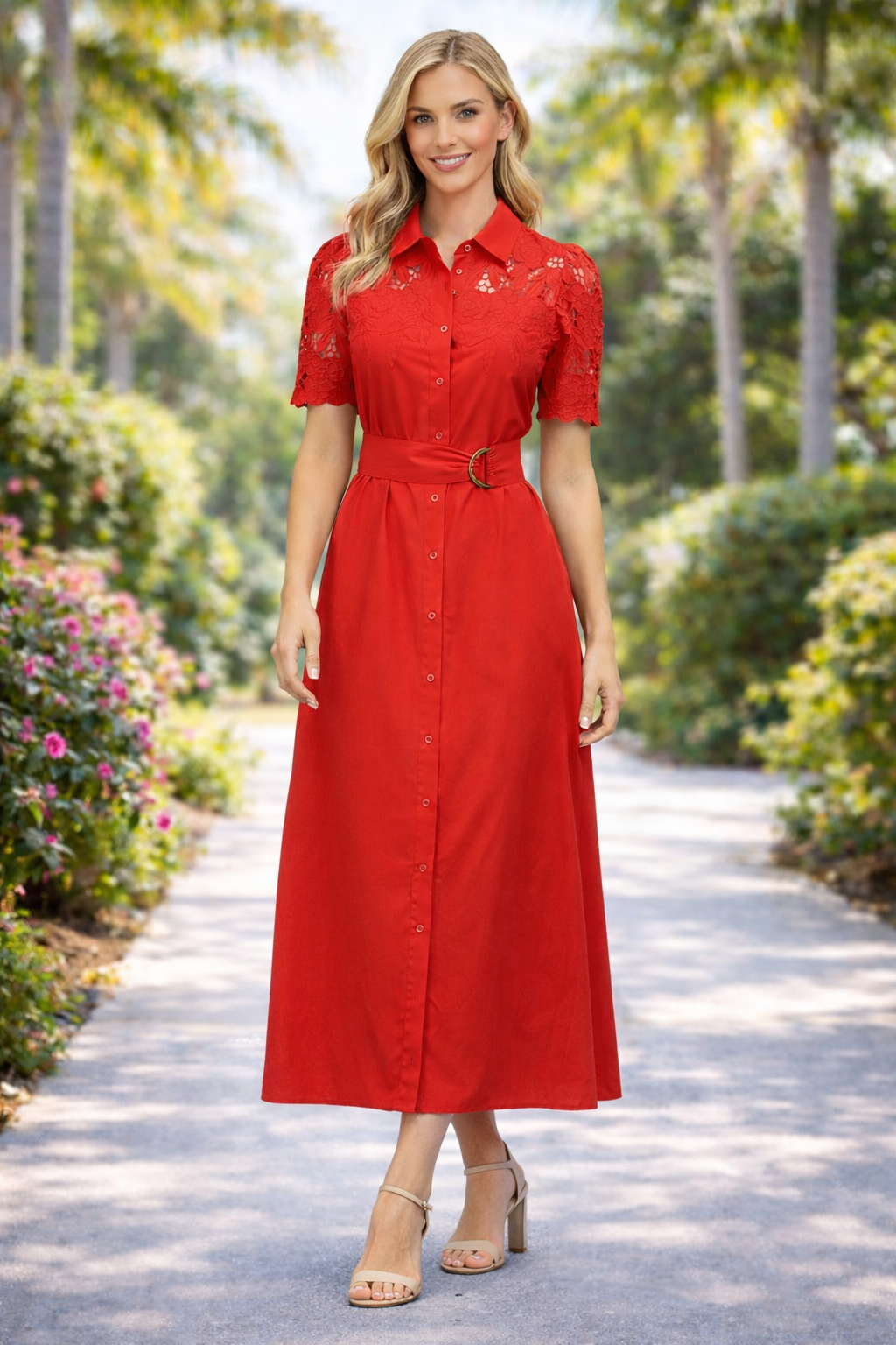 KD JURK BRODERIE - TOMATO