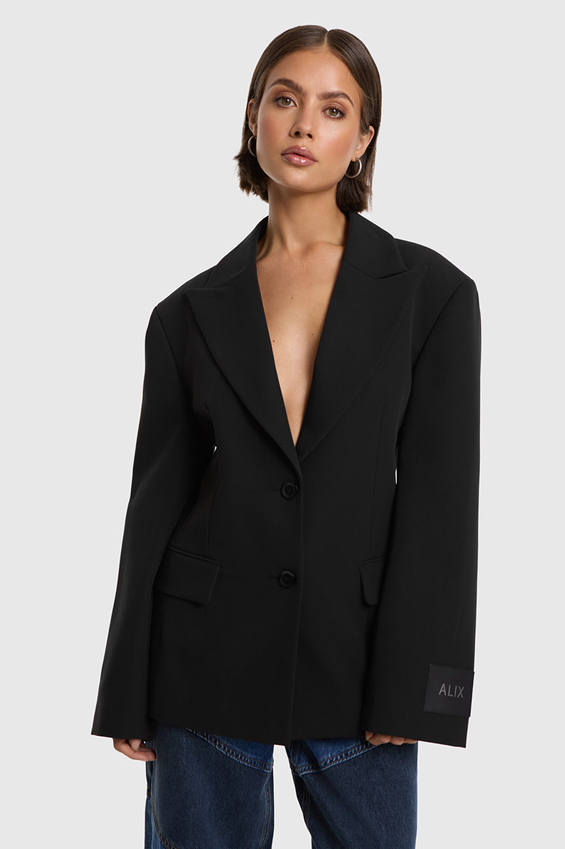 ALIX WOVEN FITTED BLAZER
