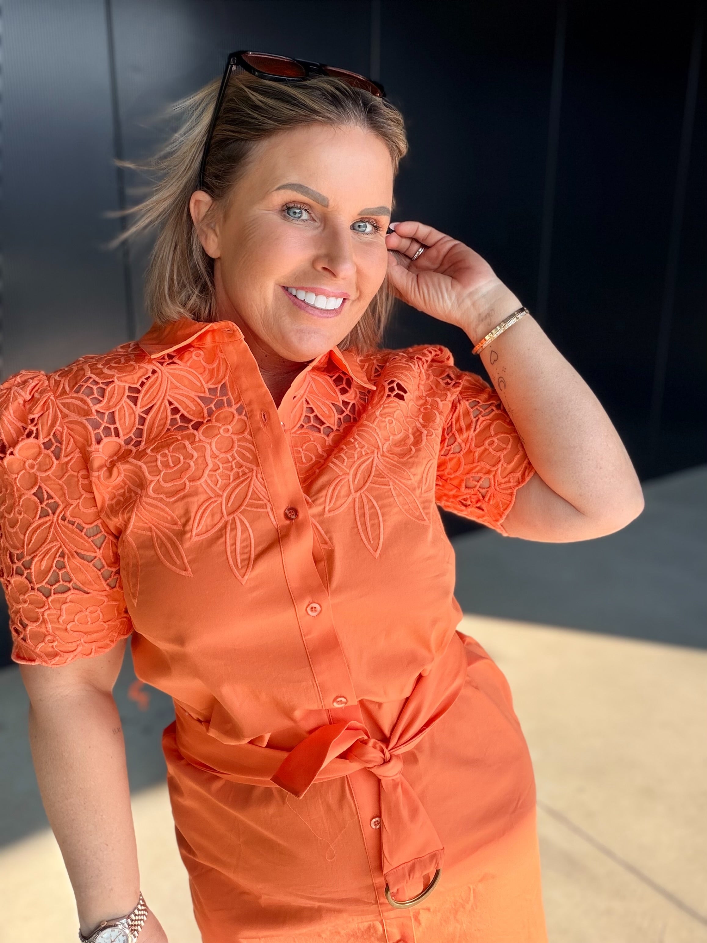 KD BRODERIE DRESS ORANGE