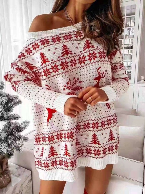 Christmas  Dress -White -Rood