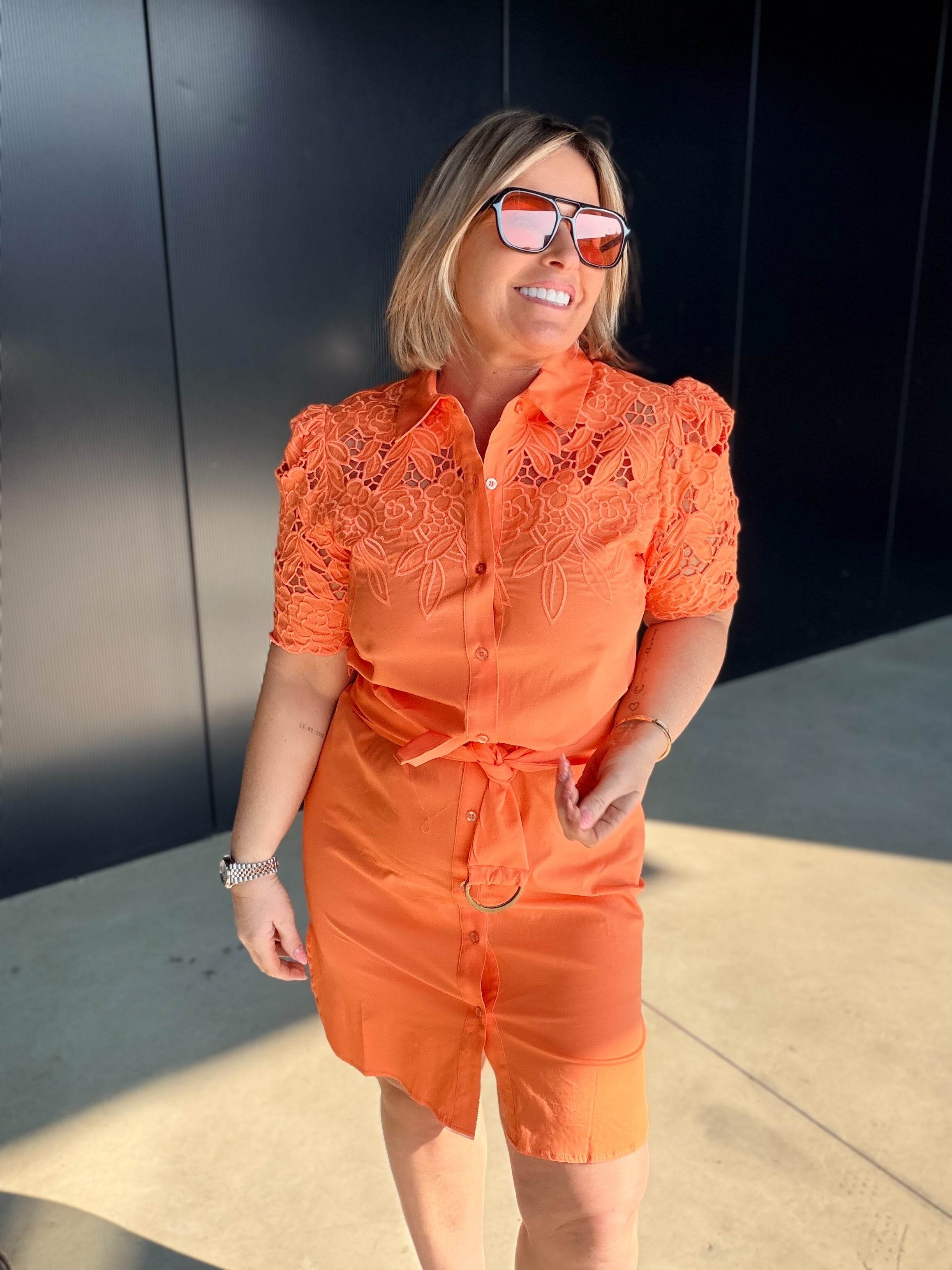 KD BRODERIE DRESS ORANGE