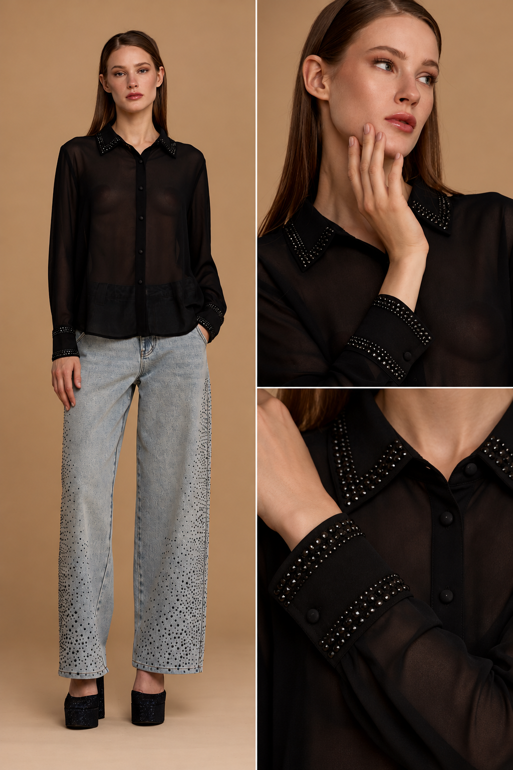 NO SECRET RHINESTONE BLOUSE