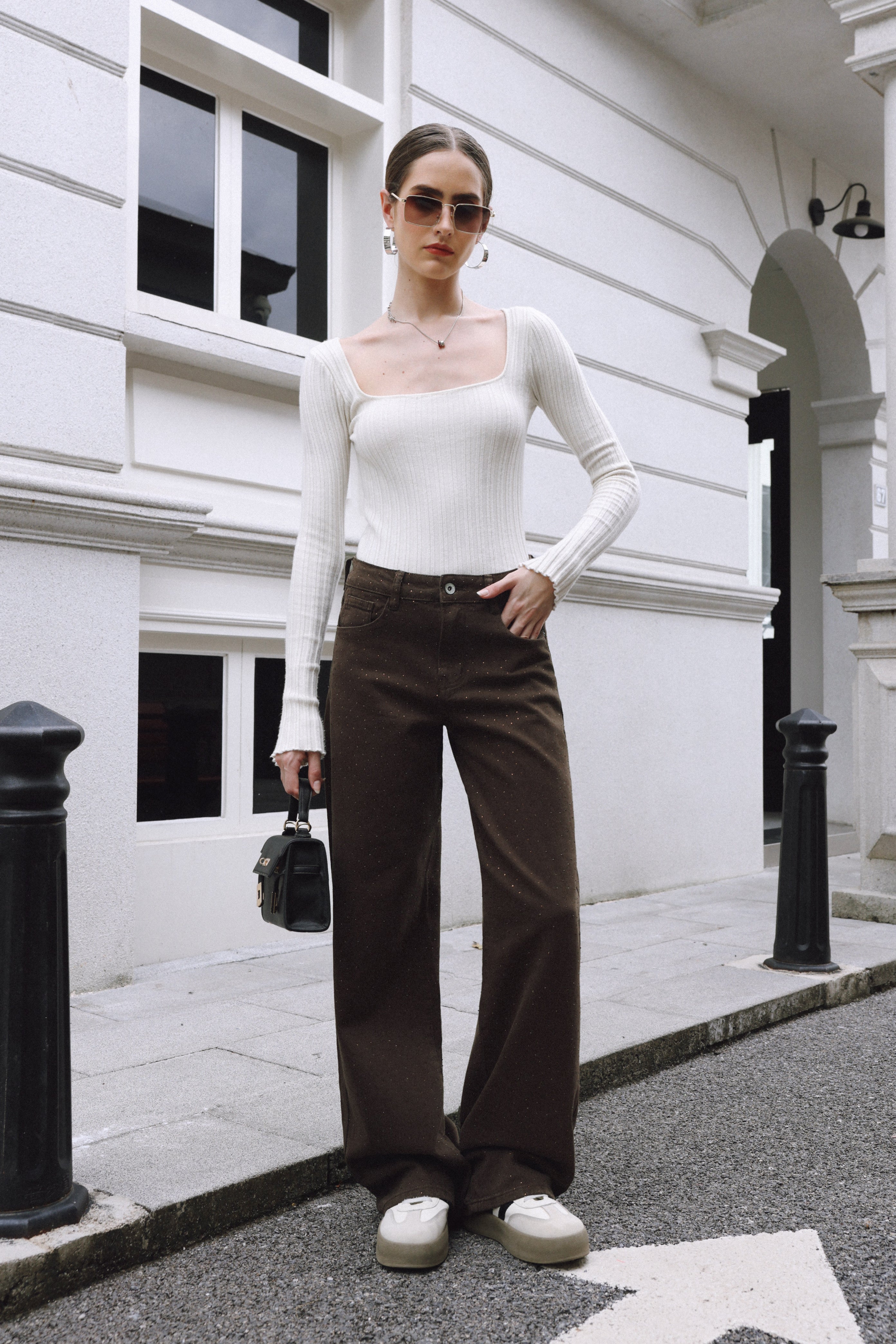 Wide leg with strass