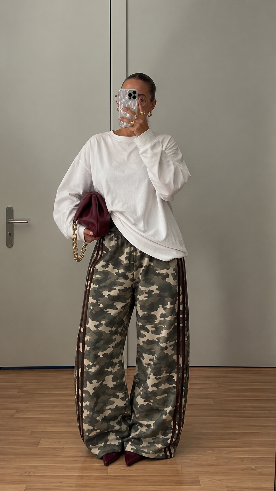 CAMOU TRAINER PANTS - BORDEAUX