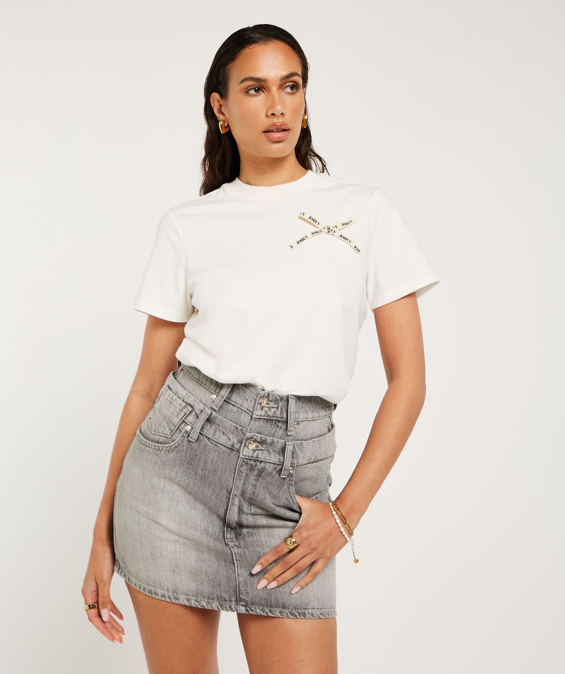 JOSH V DORIE BOW T-SHIRT-OFF WHITE