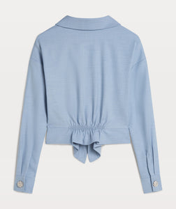 JOSH V  Avery Fitted Peplum Blouse -Dusty Blue Melange