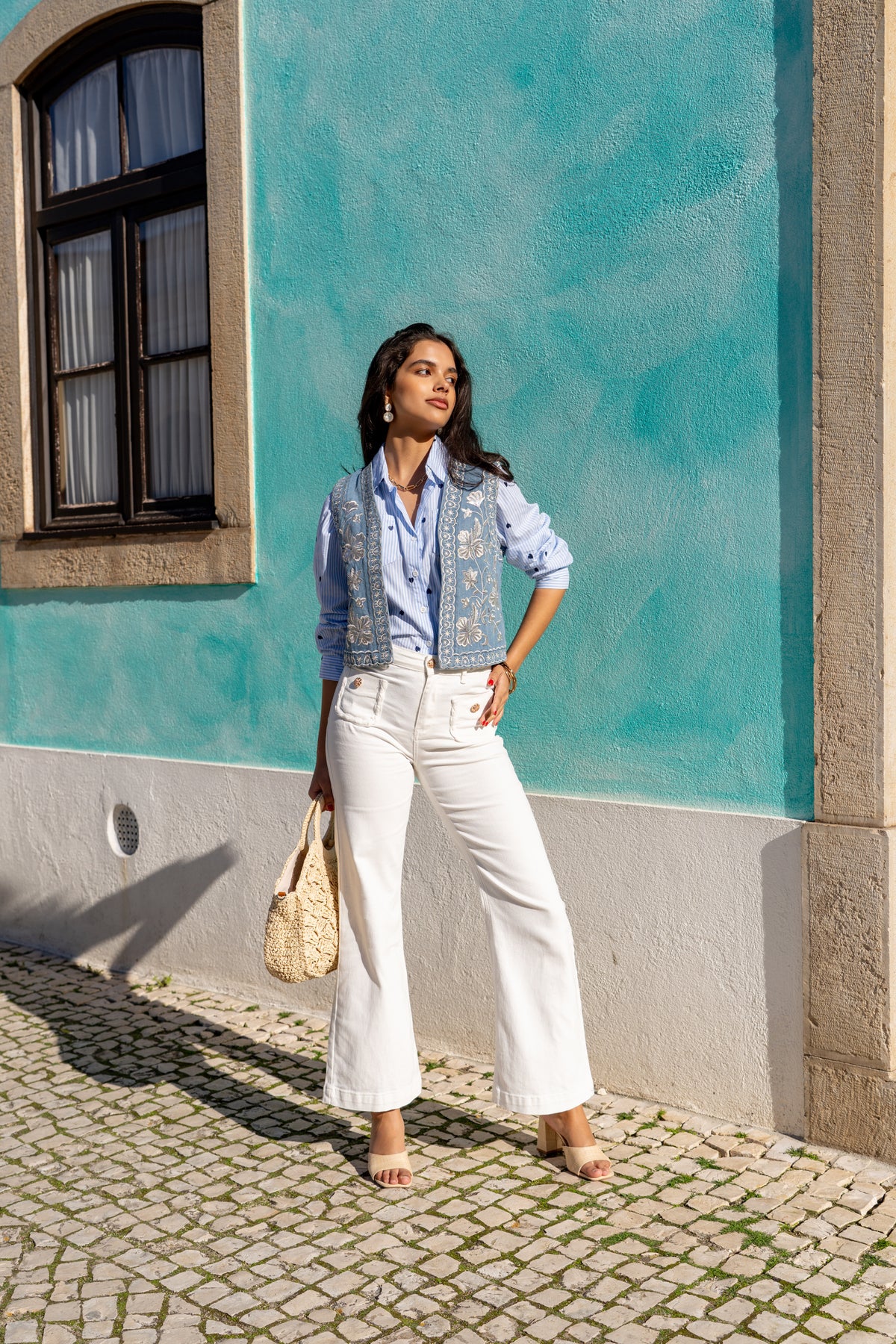 ORFLORA JEANS - WHITE