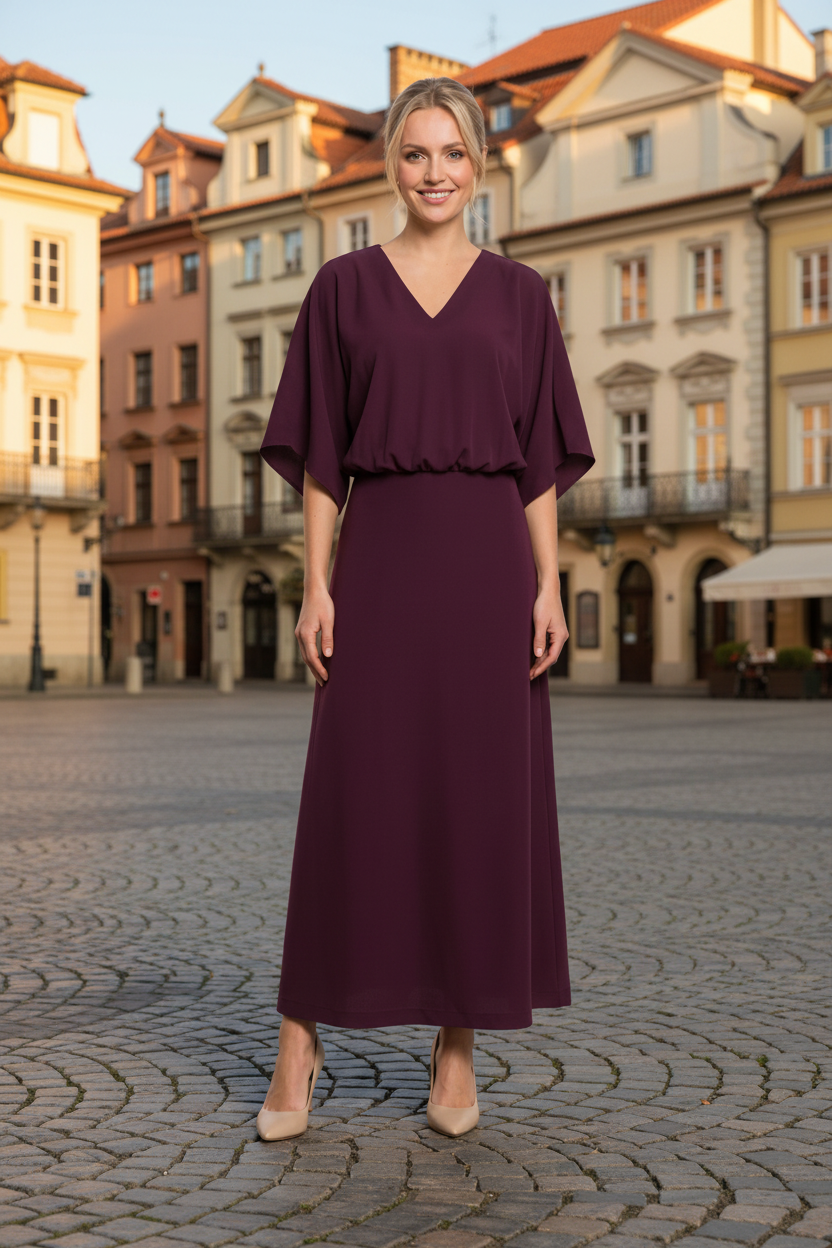 AMELIE KATE DRESS - AUBERGINE