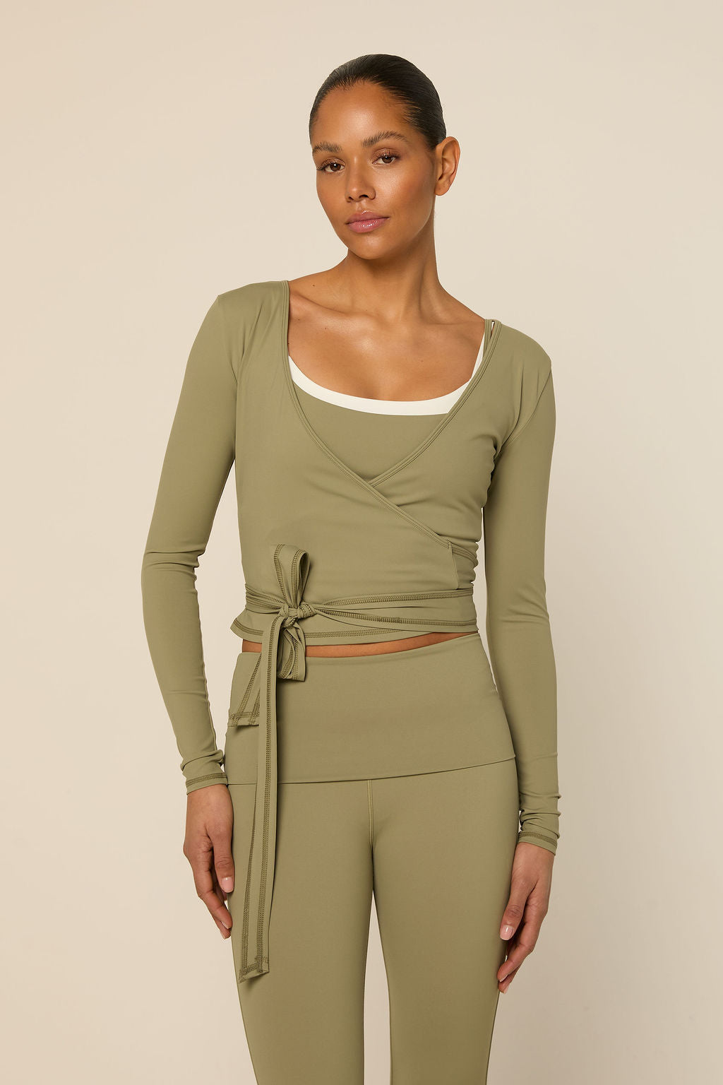 LOLA BRUNA WRAP TOP - SAGE GREEN