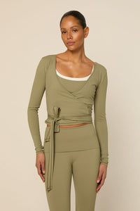 LOLA BRUNA WRAP TOP - SAGE GREEN