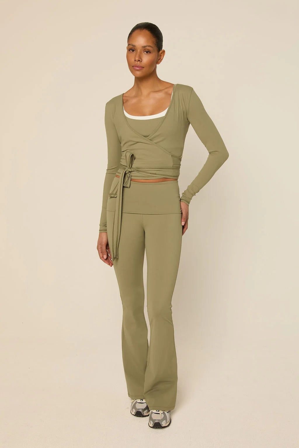 LOLA BRUNA WRAP TOP - SAGE GREEN