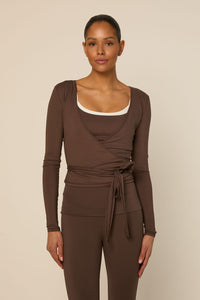 LOLA BRUNA WRAP TOP - ESPRESSO