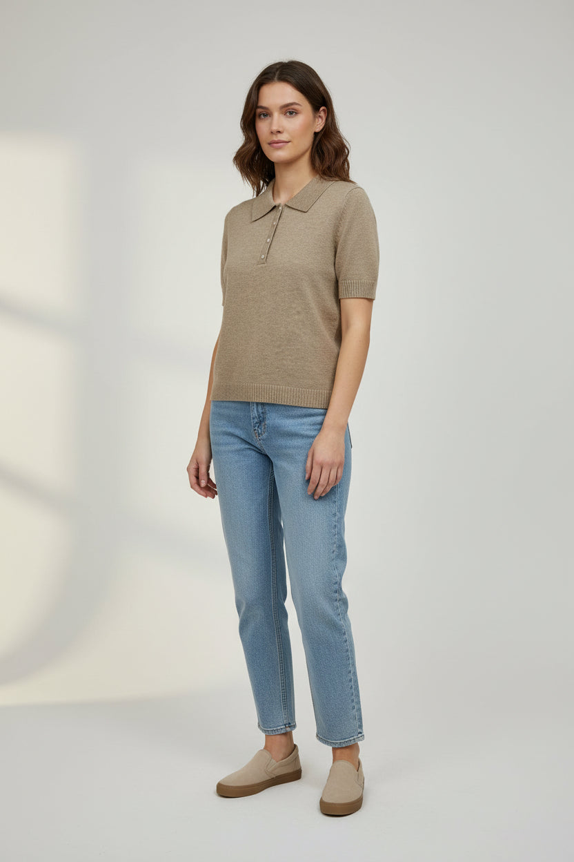 IVY POLO KNIT - CAMEL