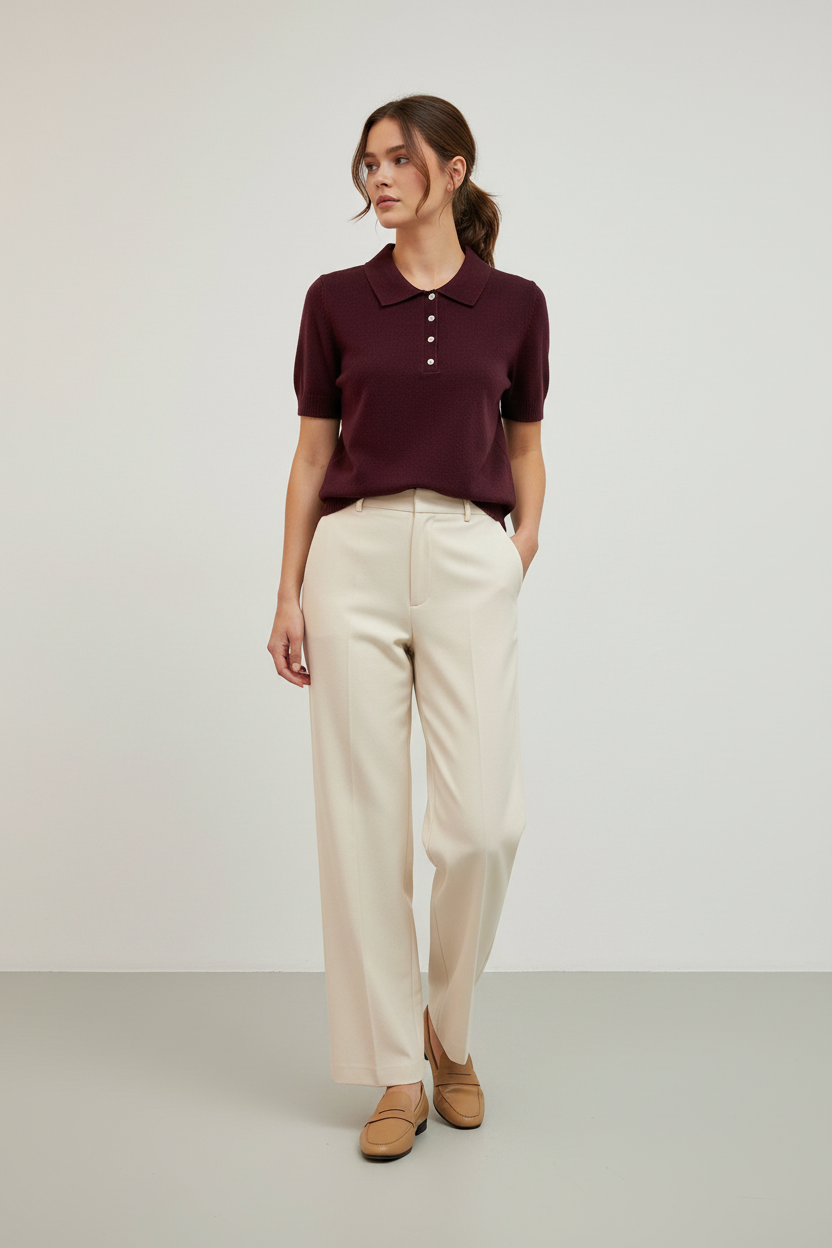 IVY POLO KNIT - BORDEAUX