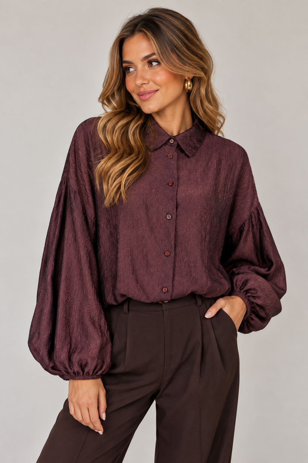 AMELIE FAUSTINE BLOUSE - AUBERGINE